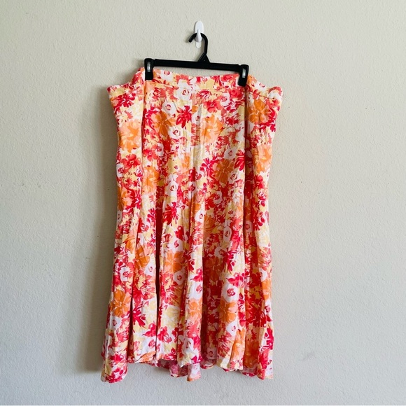 Woman Within Dresses & Skirts - Woman Within 2X Floral A-Line Skirt in yellow and Orange summer casual vacation